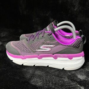 Skechers Max Cushioning Premier Womens 7.5 Running Shoes Gray Purple Sneakers